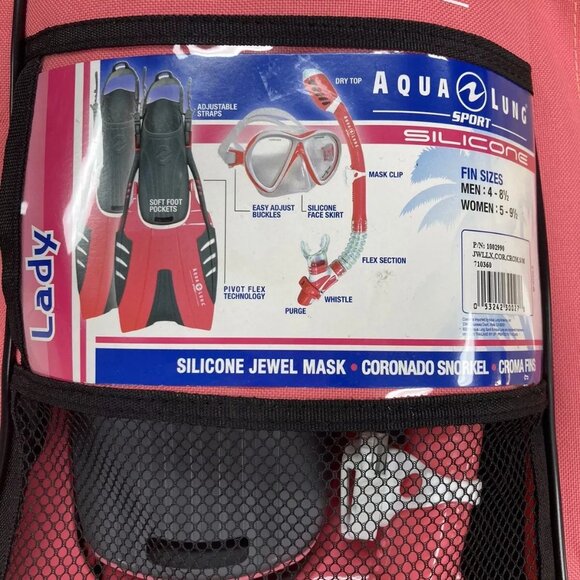 AQUA LUNG SPORT JEWEL MASK SNORKEL AND FINS COMBO S/M, PINK - Picture 1 of 3